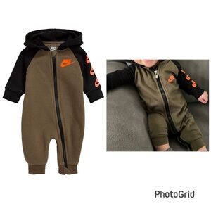 Nike Baby Futura Long Sleeve Full Zip Hooded Coverall Romper Sweatshirt 3 Months